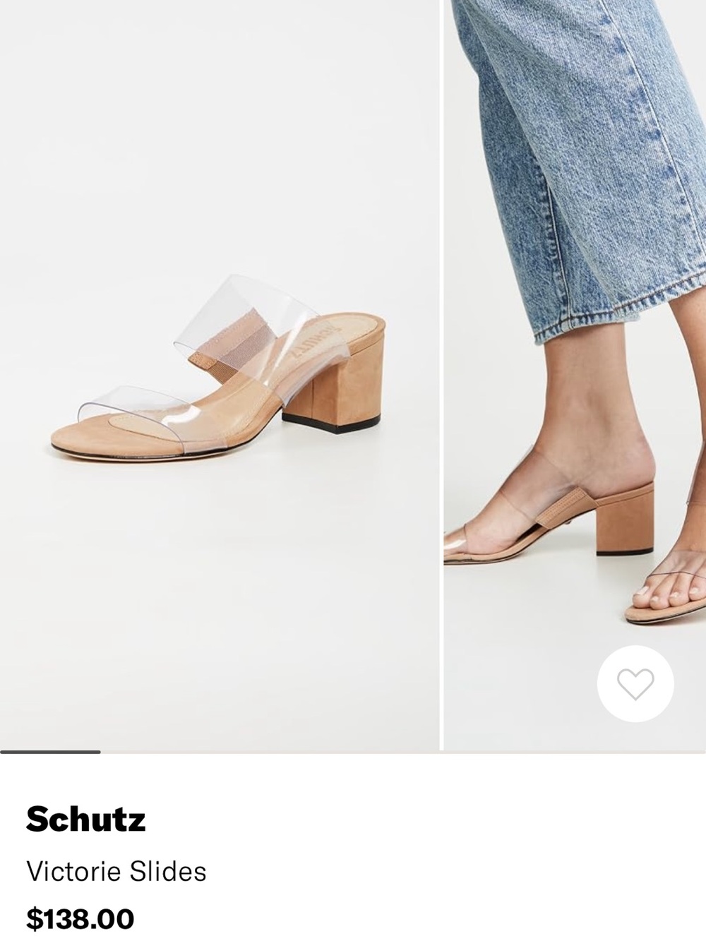 Schutz Victorie Clear Strap Tan Block Heel Slides